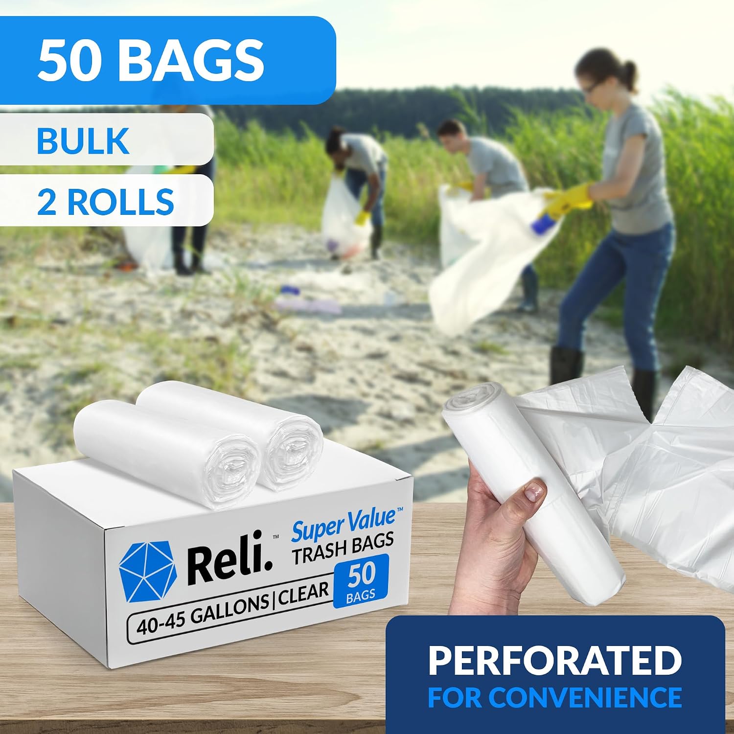Reli. 40-45 Gallon Trash Bags Heavy Duty | Made in USA image 3