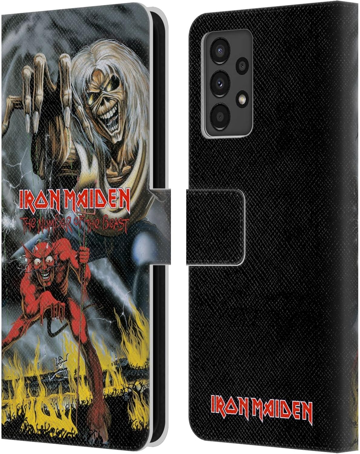 Head Case Designs Officially Licensed Iron Maiden Collage Graphics Leather Wallet Case Compatible with Samsung Galaxy A13 (2022)
