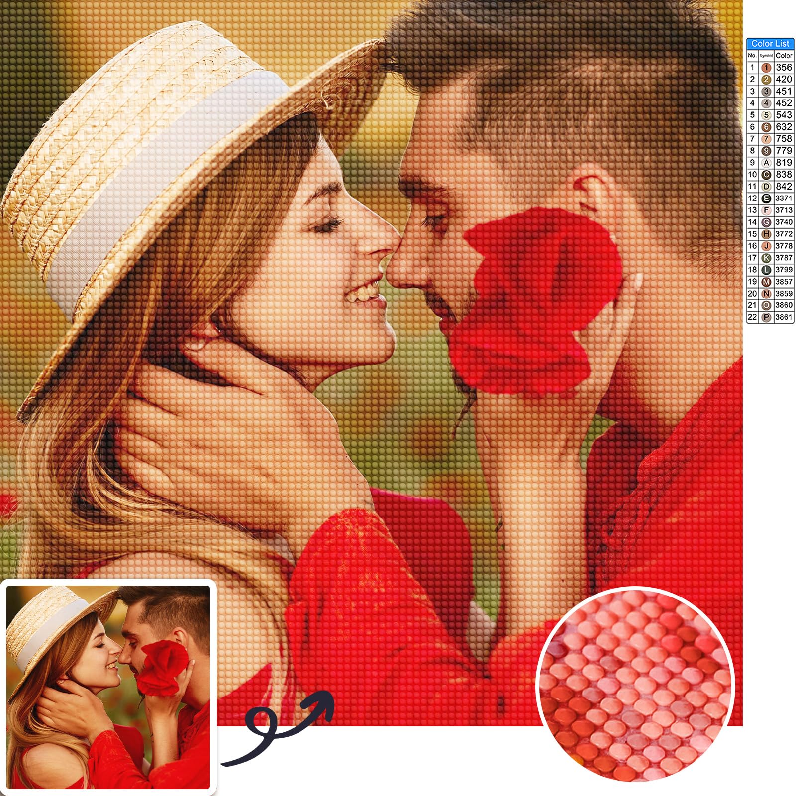 UM UPMALL Diamond Painting Bilder Eigenes Foto -Diamond Painting Personalisiert,Bild Diamant Painting Full Drill Home Decor,Mehrere Größen, Diamant Runder | Quadratischer 50x100cm
