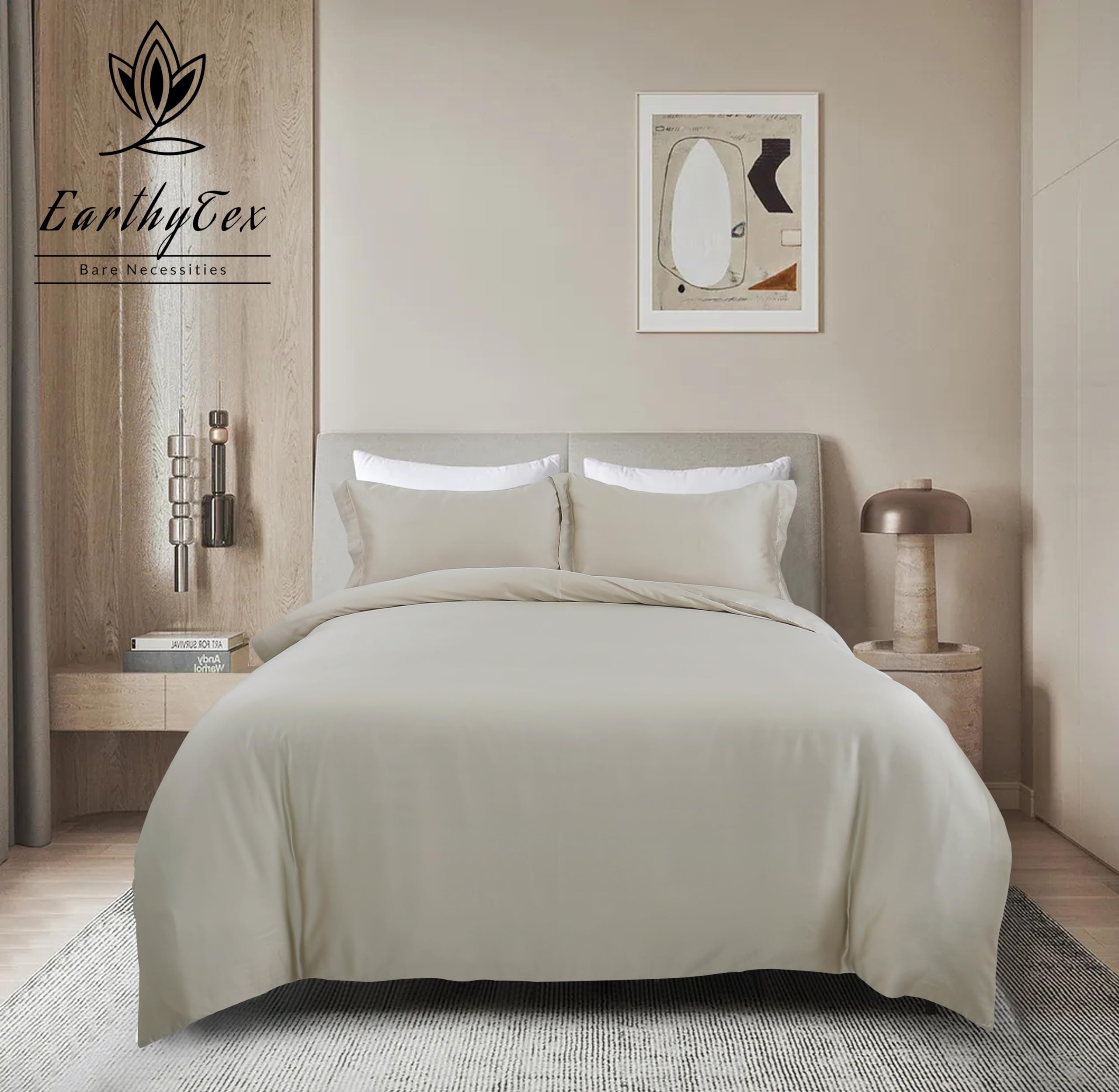 Tencel100% natural ™ Lyocell 4 piece Bedding Set in Solid Colours (Beige, King (U.K. Standard))