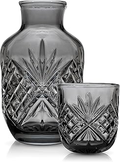 Godinger Bedside Night Carafe, Water Pitcher with Cup, Water Carafe - Cup and Bottle to Keep Next To Your Bed for a Handy Midnight Drink