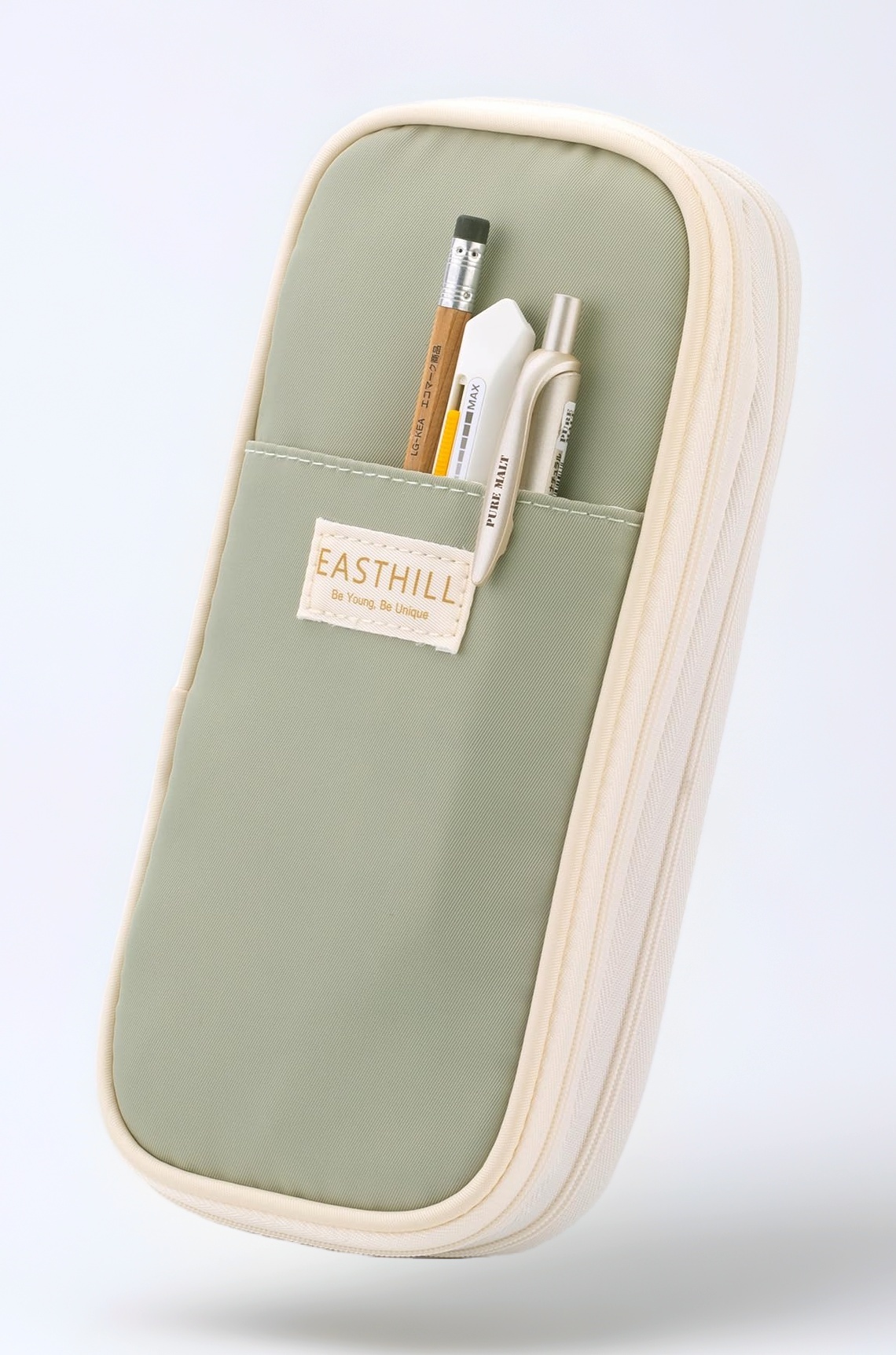 EASTHILL Polyester Big Capacity Pencil Case Large Pencil Pouch Stationery Pen Bag School Items For Teen Girls-Green