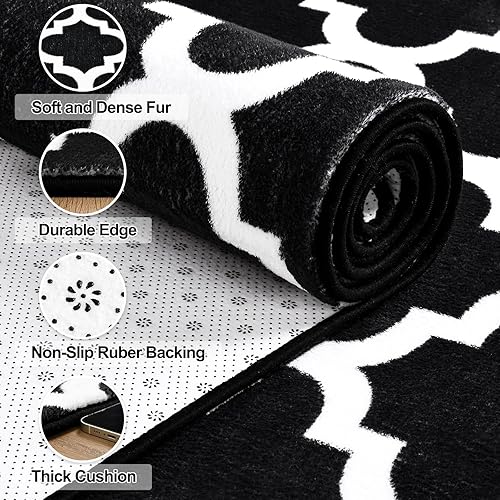 Miniatura 6 de Jelymark Shag - Alfombra marroquí para sala de estar, 4 x 6 pies, moderna geométrica para interiores, alfombra de piso de lana sintética, alfombra