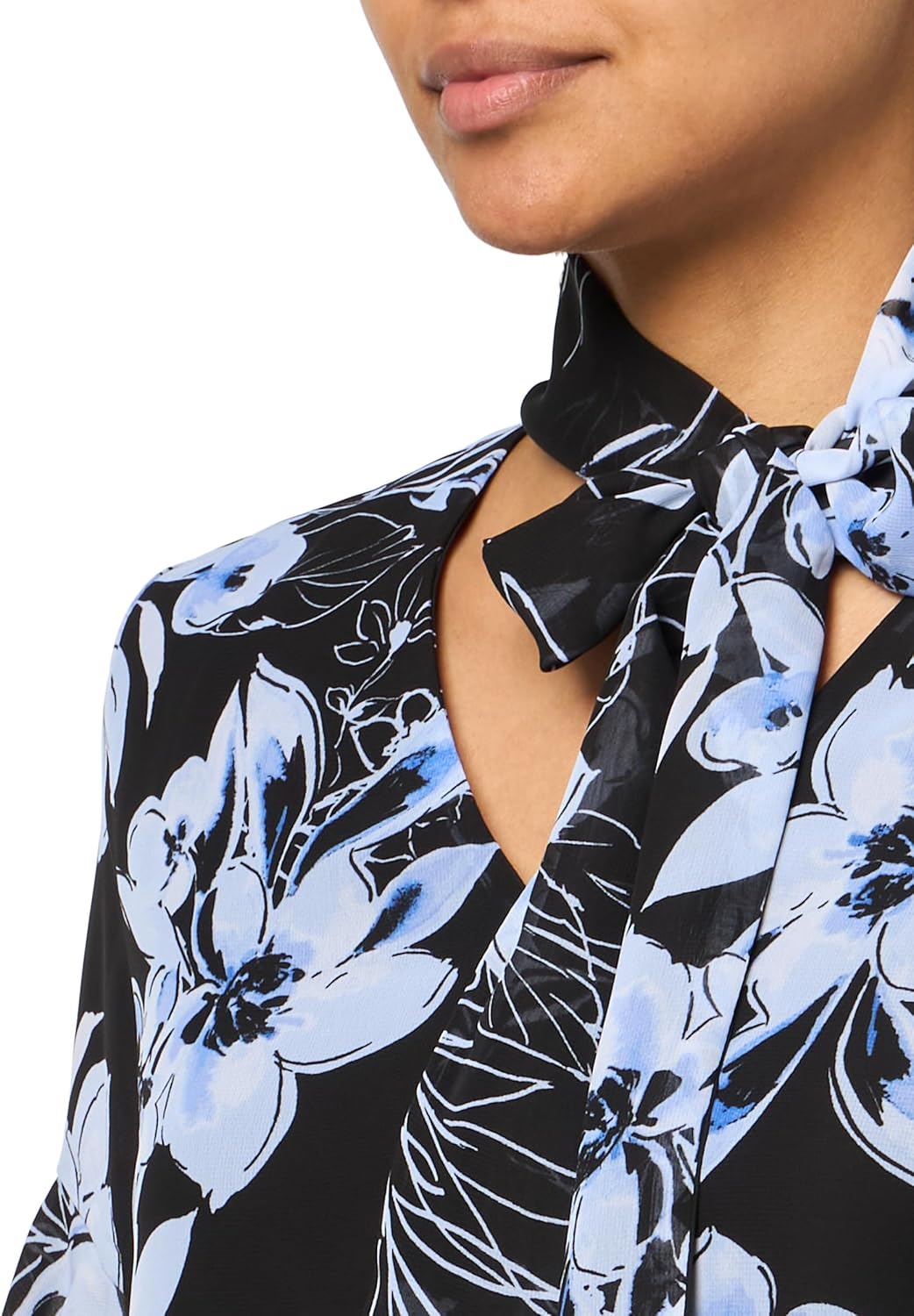 Kasper Womens Tie Front Blouse W Elbow Ruffle Sleeves - Image 3