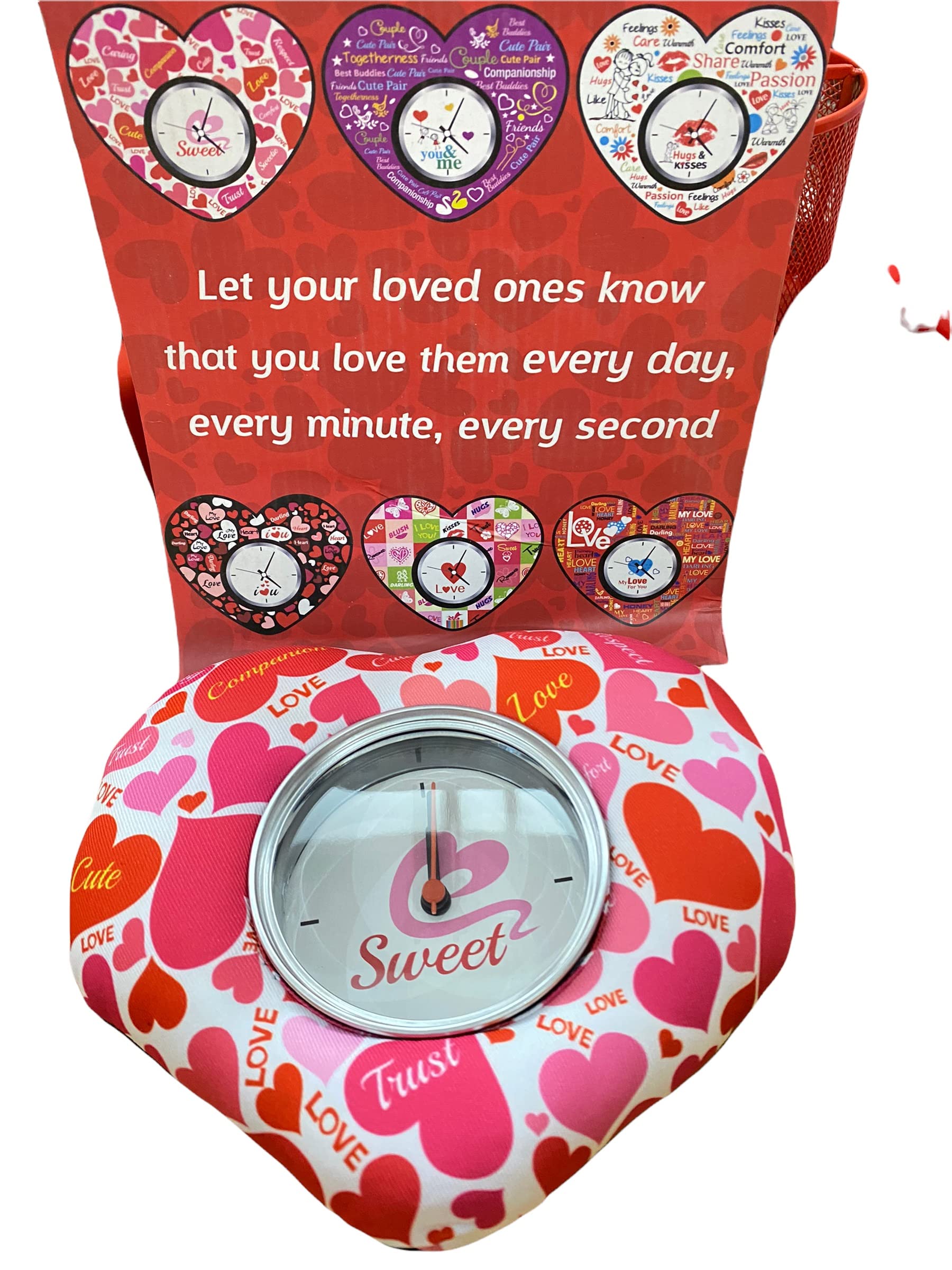 G.Fidel Heart Shape Table Clock Watch Valentine's Gift for Girlfriend, Boyfriend, Husband/Wife (Multicolor) (Clock 2)