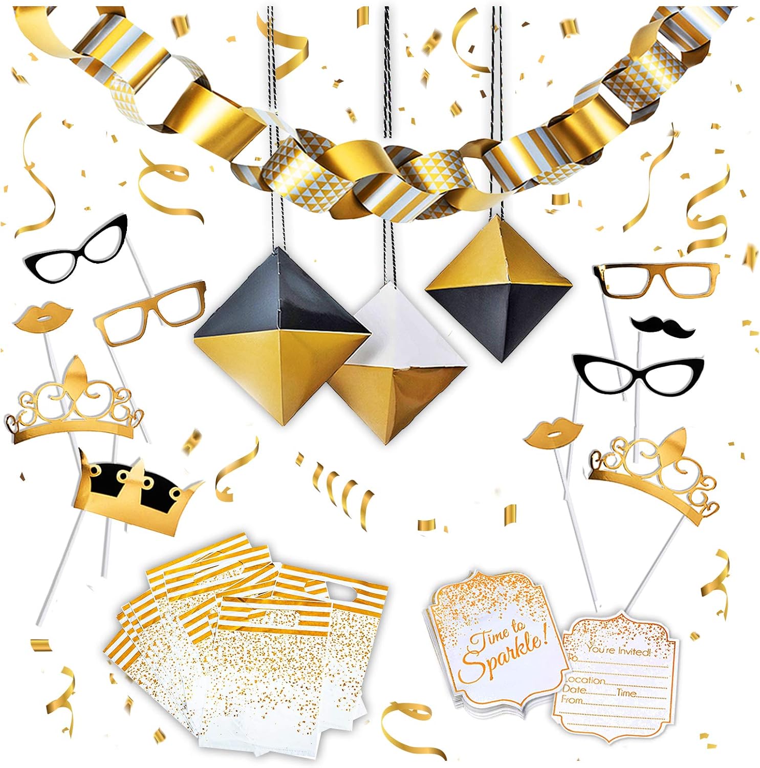 Black and Gold Party Decorations Set for 16 Guest Black Gold and