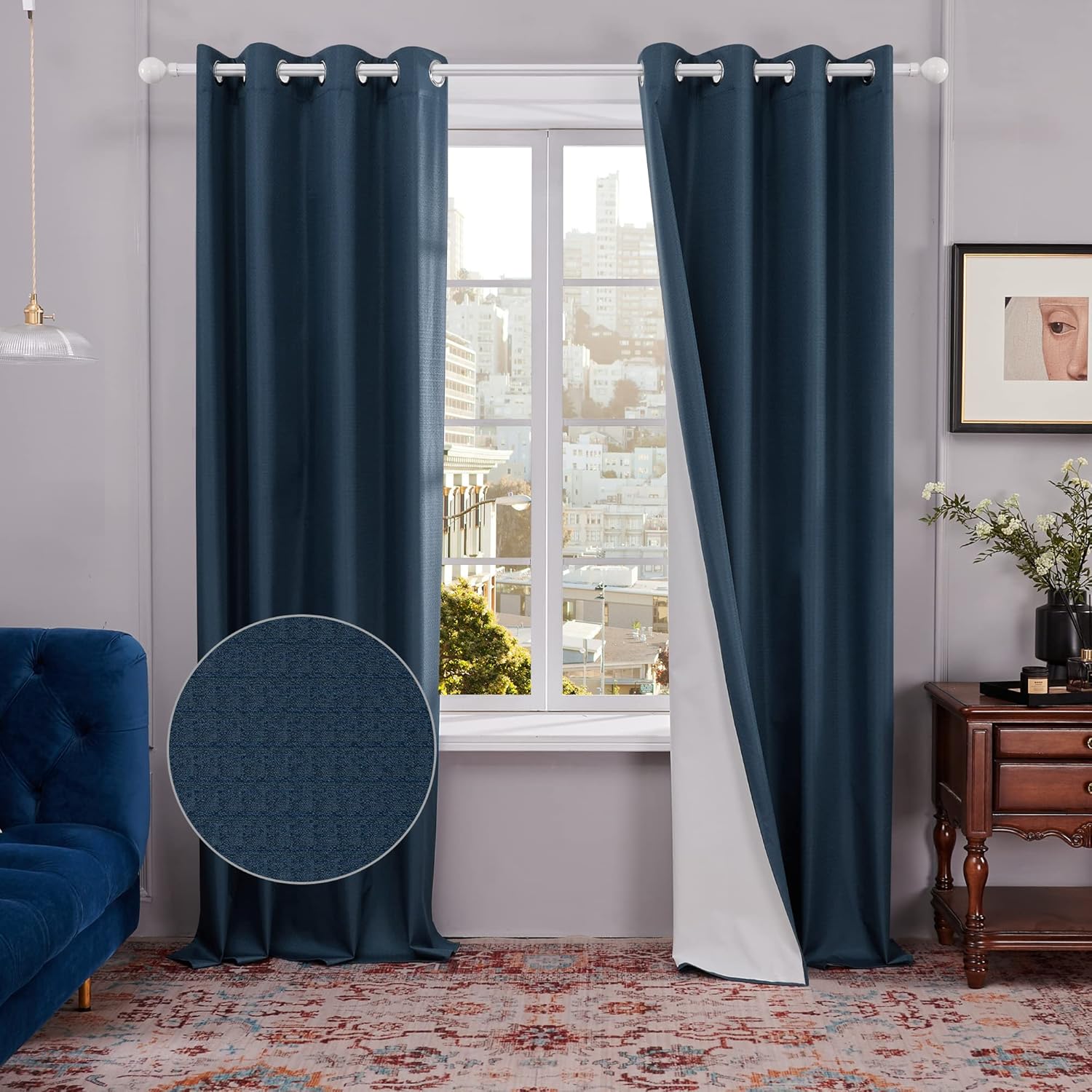 Deconovo 100 Blackout Curtains 84 Inches Long, Grommet Total Blackout Curtains