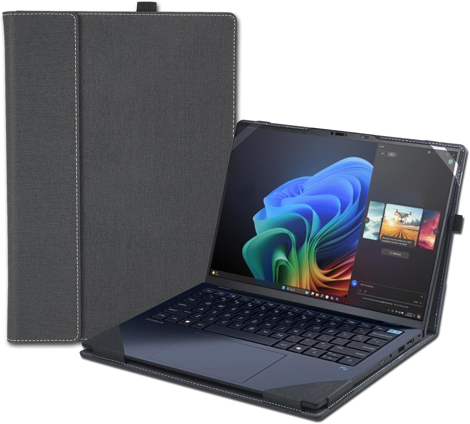 14 inch Laptop Cover Case for HP EliteBook Ultra G1i /G1q /G1q8 & for 14'' EliteBook X G1a Notebook AI PC Sleeve,PU Leather Protective Bag with Foldable Cooling Bracket (Dark Gray)