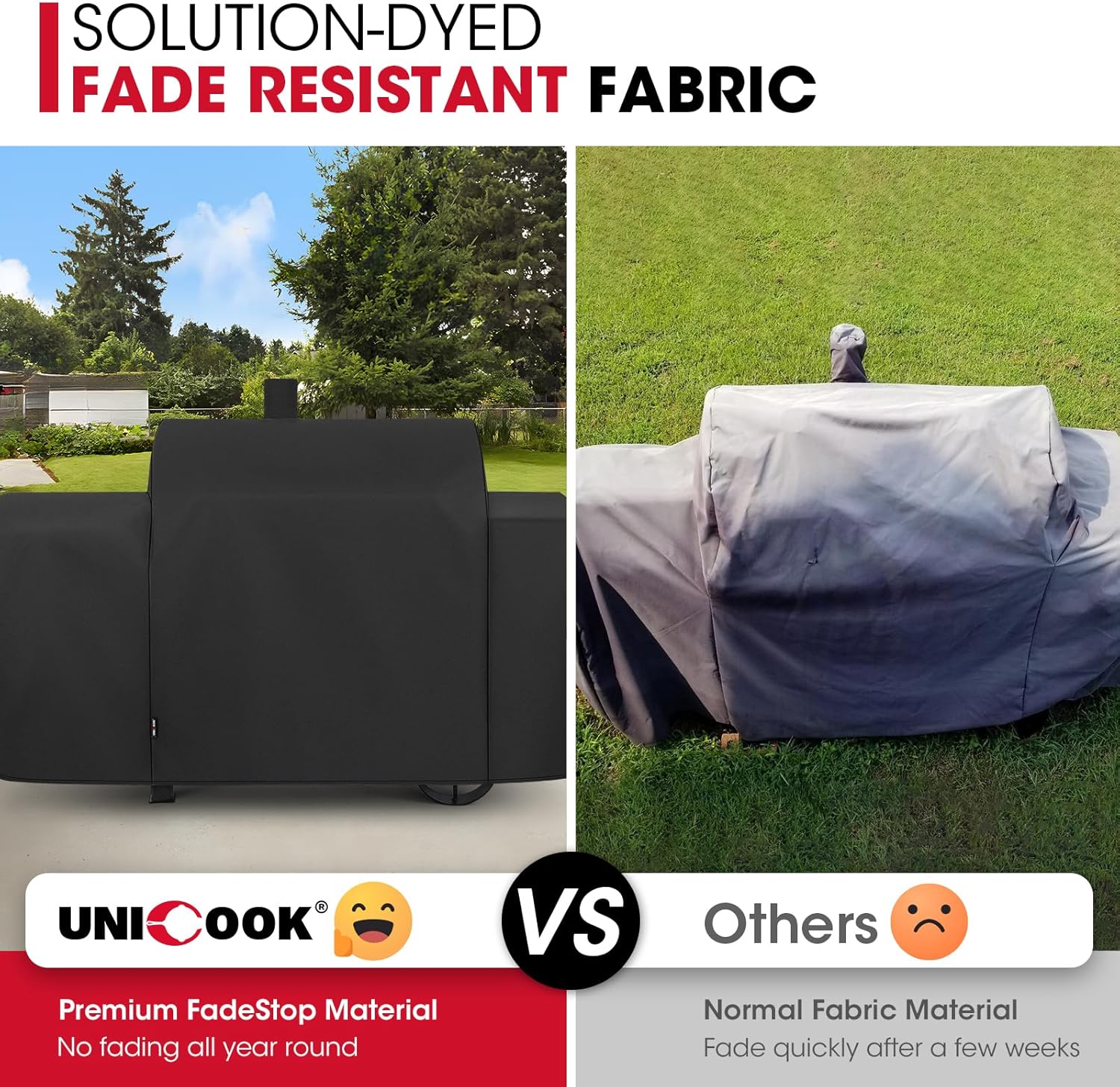 Unicook Heavy Duty Waterproof Offset Smoker Cover, Compatible with Oklahoma Joe's Longhorn Combo Grill, Outdoor Fade Resistant Charcoal/Smoker/Gas Combo BBQ Grill Cover, Black - Image 3