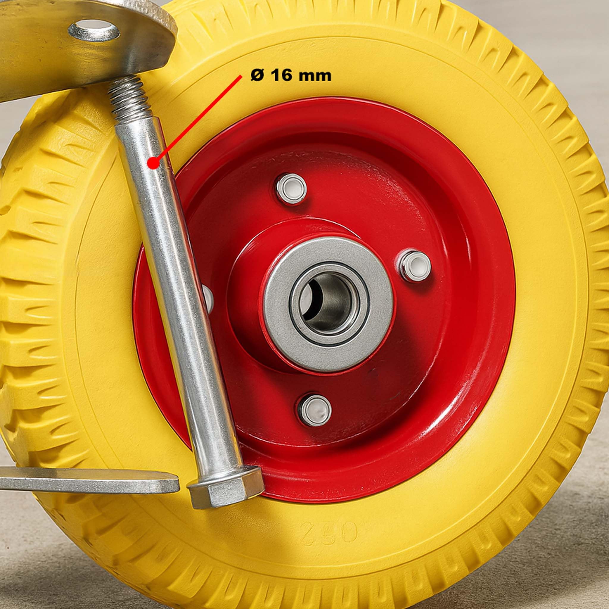 Wiltec Set 4 ruote girevoli da trasporto, antiforatura, 258x78 mm, Cerchi in metallo, 150kg/ruota, ottima aderenza
