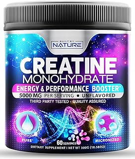Creatine Monohydrate Powder - 5000mg Per Serving (5g) - Pure Micronized Creatine Monohydrate - Unflavored Pre Workout Creatine - Keto Friendly, Vegan - Muscle Building Supplement - 300G, 60 Servings