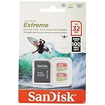 SanDisk Extreme 32 GB microSDhC Memory Card for Action Cameras and Drones with A1 App Performance up to 100 MB, s, Class 10, U3, V30 – Twin Pack