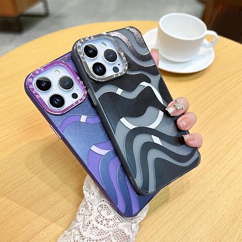 Miniatura 3 de ZIYE Funda magnética para iPhone 14 Pro Max, diseño de patrón de ondas compatible con MagSafe a prueba de golpes, suave poliuretano termoplástico,