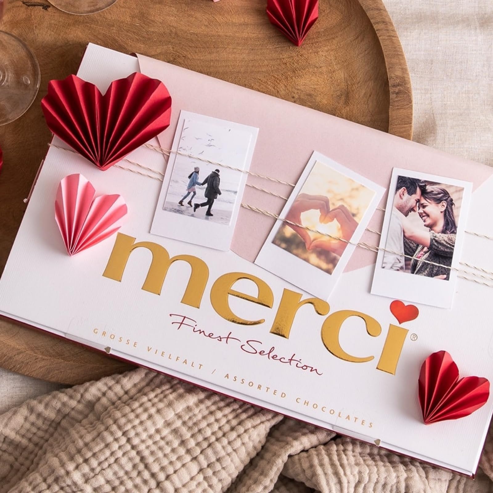 merci Finest Selection Gran Variedad – 400 g – Caja de Bombones para Regalar – Surtido de 8 Especialidades de Chocolate con y sin Relleno – Selección Premium – Sin Gluten y Aptos para Vegetarianos