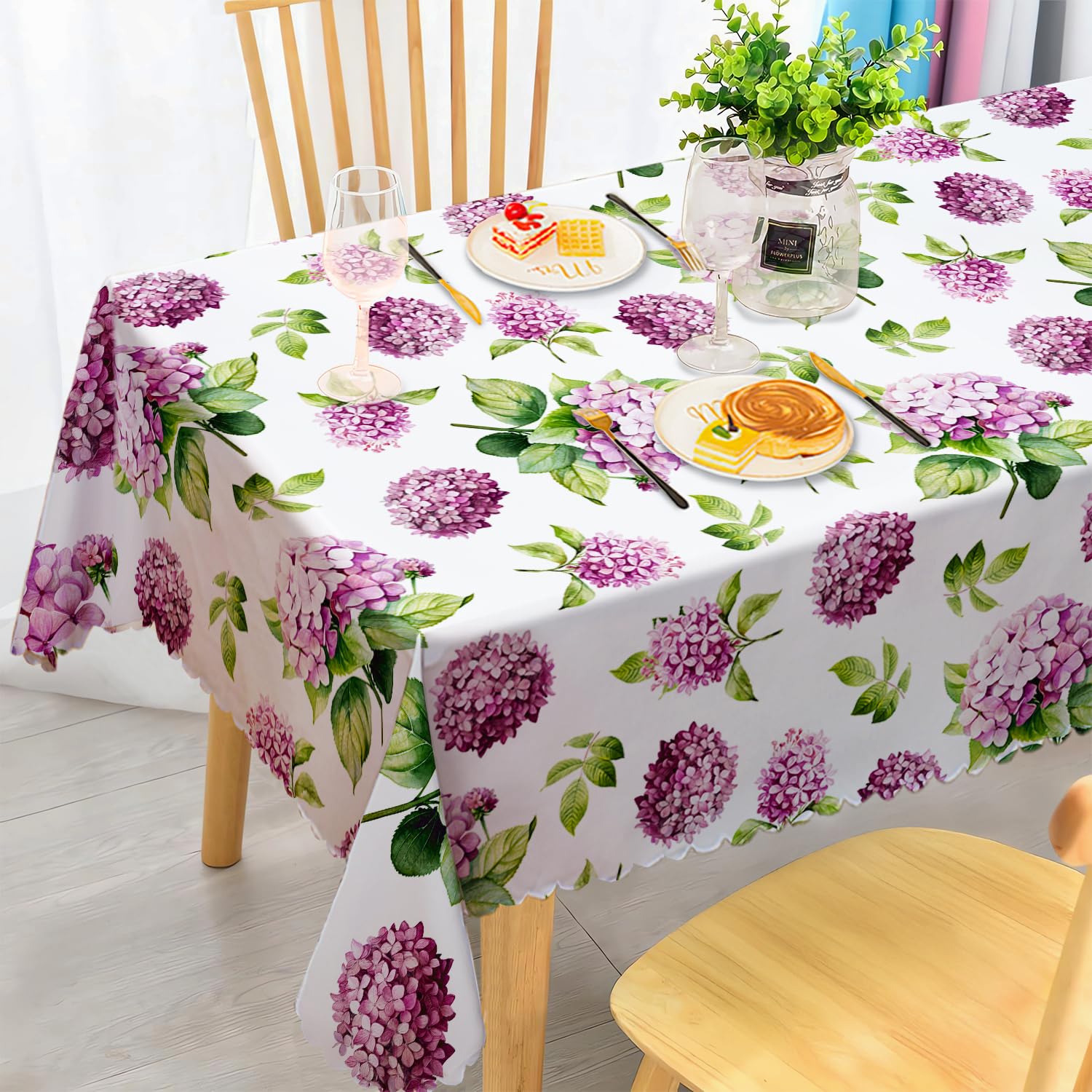 iEvery Floral Tablecloth Wipe Clean 100x140cm, Wipeable Rectangular Table Cloth Waterproof Stain-Resistant Polyester Table Cover for 2-3 Seater Dining Kitchen Patio Garden Party Outdoor Home Decor