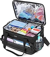 Vista 11 de Trunab Bolsa médica aislada con divisores ajustables, suministros para medicamentos, bolsa resistente al agua para el hogar, viajes, campamento, Gris