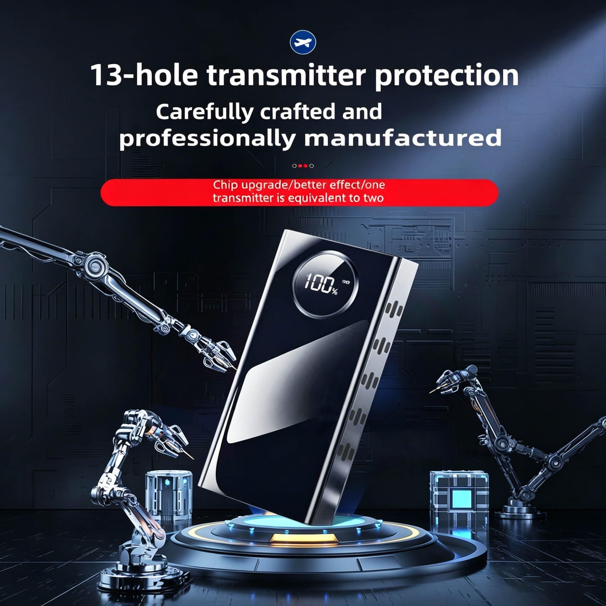 Dispositivo antigrabación, protector de privacidad de 360° con control remoto, batería de 9000 mAh y caja de aleación de aluminio, bloqueador antigrabador portátil