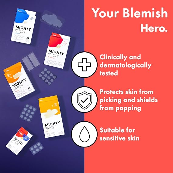 Hero Mighty Pimple Patches Nose Patches, Hydrocolloid Spot Patches, 10 Count