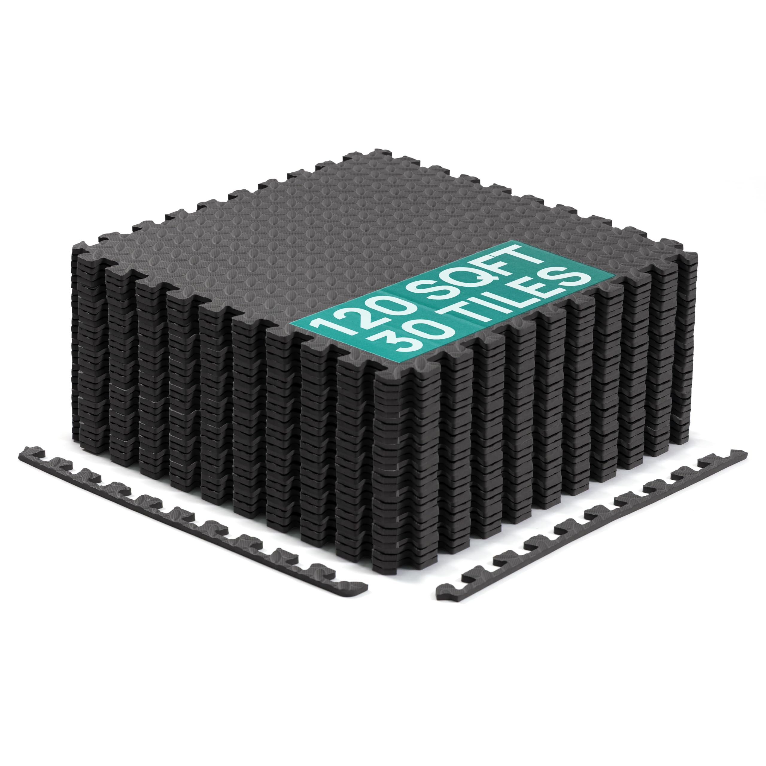 Yes4All 24SQFT-120SQFT Puzzle Exercise Mat for Home Gym, EVA Interlocking Foam Floor Tiles with Border for Workout Equipment