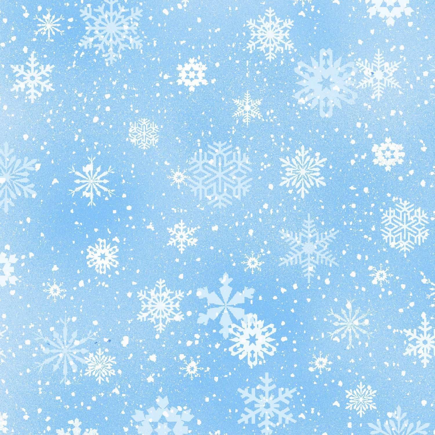 Elizabeth Studio Landscape Medley Snowflakes Snow, Fabric by the Yard