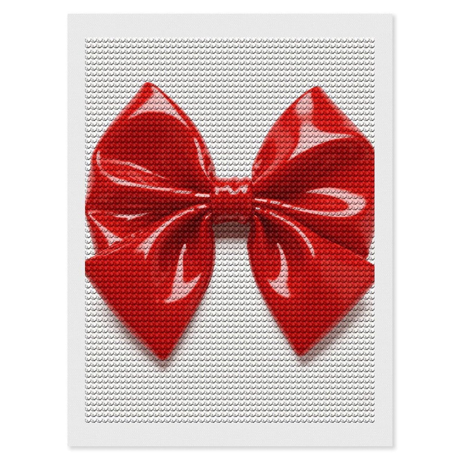 Red Bow Diamond Art Kits for Adults 12"x16" DIY Diamond Painting Kit for Beginners Gem Art Painting with Round Full Drill Diamonds DIY Paint Paintings for Home Wall Decor Gift
