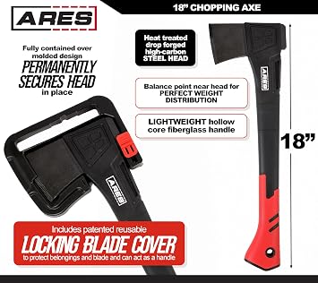 ARES 45005 18-Inch Chopping Axe, Lightweight Fiberglass Handle Construction