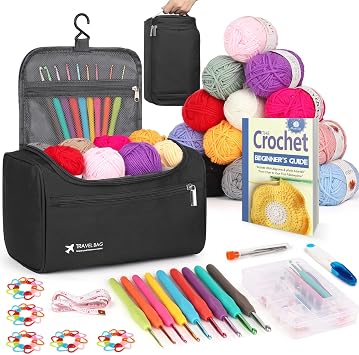 Reessy Crochet Kit, 88PCS Crochet Kits for Beginners Adults-Black
