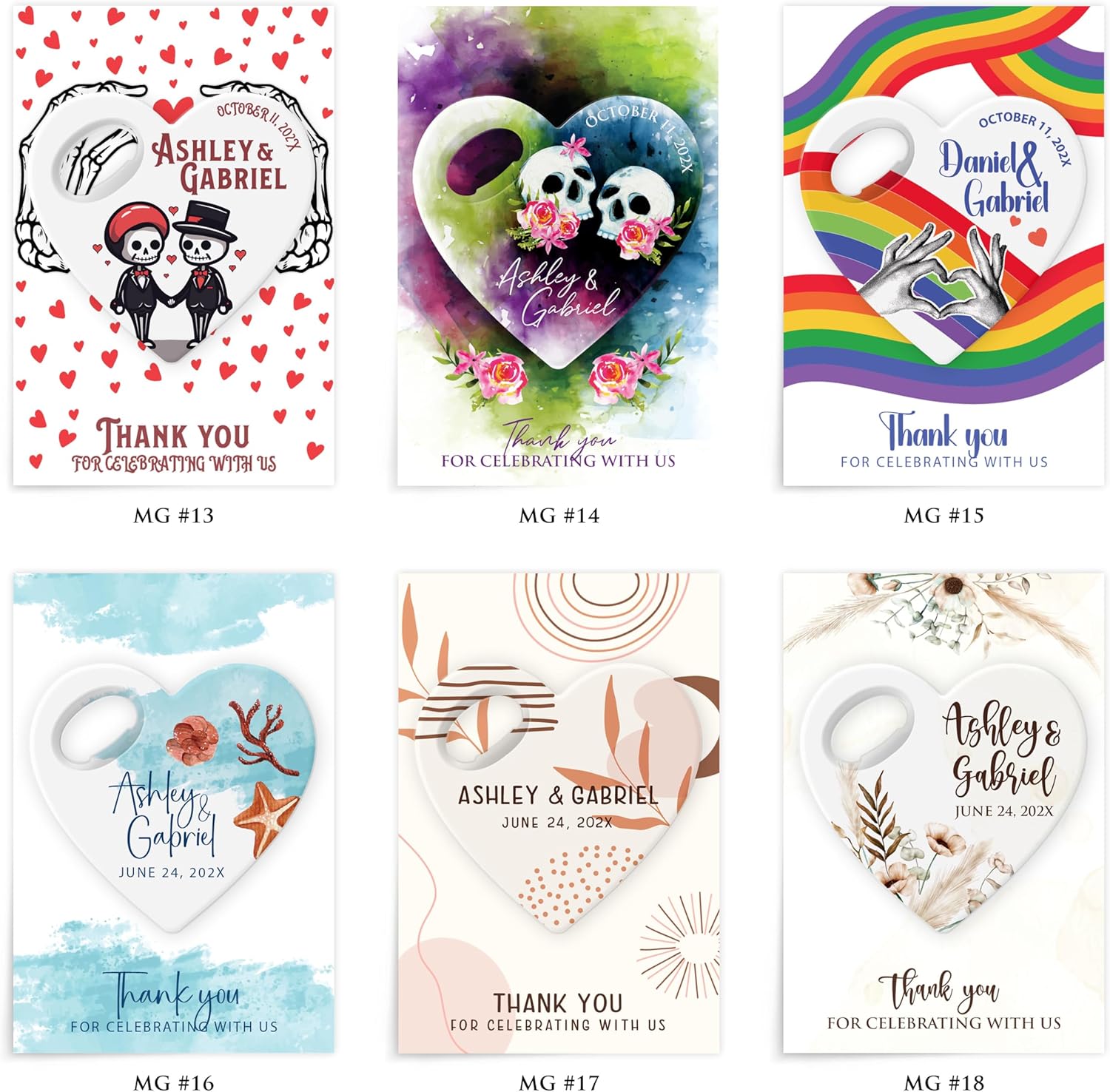 Personalized Heart Magnet Bottle Opener – Custom Wedding Favor With Sunset Mountain Design (Forest Landscape Design)