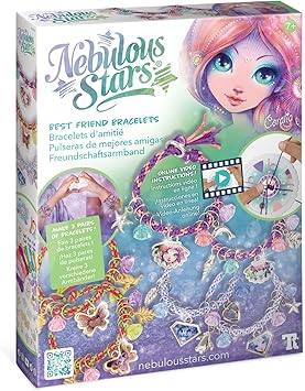 Nebulous Stars Friendship Bracelet Kids Craft Kit - 6 Pcs Colorful DIY Jewelry Set with Charms, Beads, and Silk Cords for Creative Fun, Perfect for Girls Ages 7-12 - Includes Iceana, Hazelia, Coralia