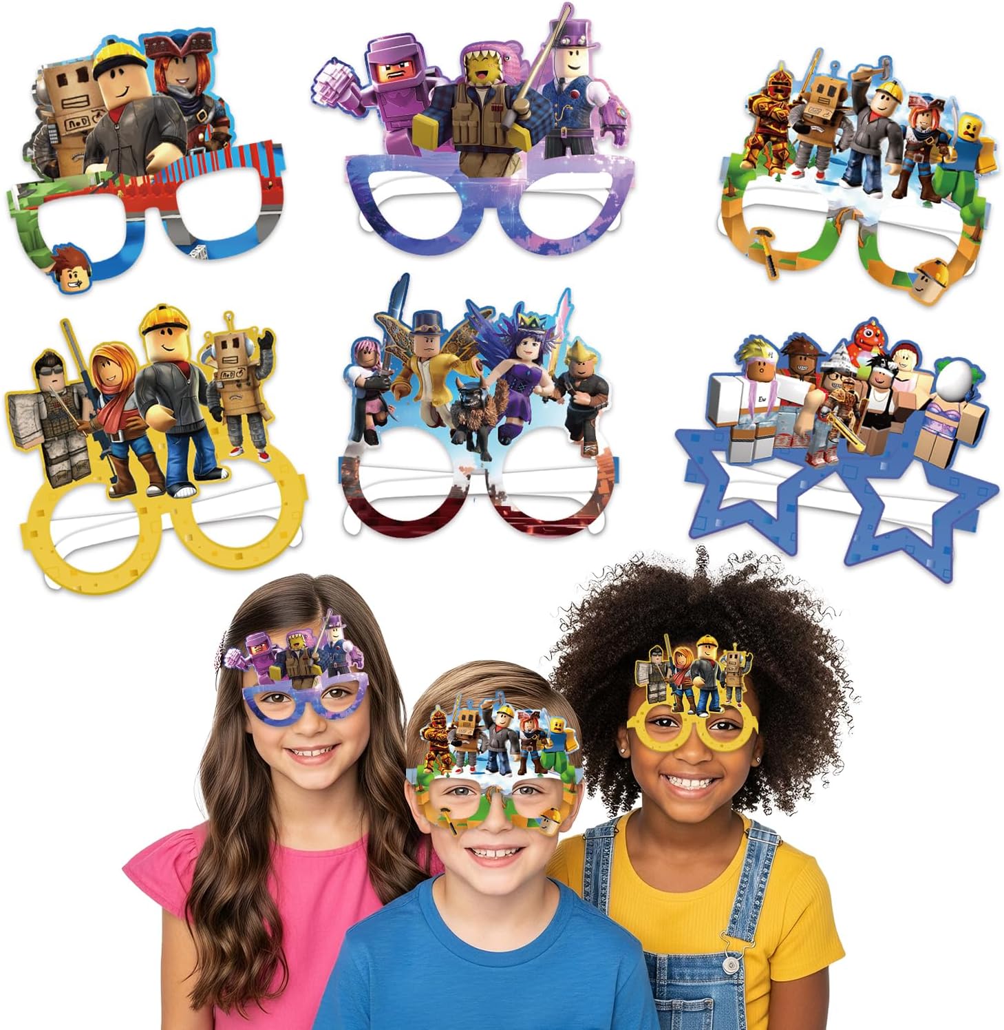 6 Pack Roblo-x Supllies, Novelty Funny Photo Booth Props, Colorful Birthday for Roblo-x Party Decorations
