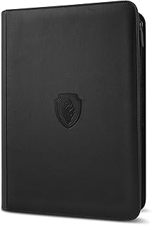 9 Pocket Zipper Card Binder, Fabmaker 360 Trading Card Holder Book, Premium PU Cover Zip Binder for Cards, Durable Side Loading Card Folders Album for MTG, TCG, Game Cards, Sports Cards, Black