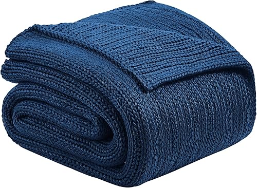 CYMULA Manta de punto con peso de 7 libras, 50 x 60 pulgadas, manta de punto grueso refrescante, hecha a mano, acogedora decoración del hogar para