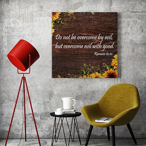 Miniatura 5 de Lienzo decorativo para pared con frase Do Not Be Overcome By Evil, But Overcome Evil with Good Quote Good Quote, impresiones artísticas para pared