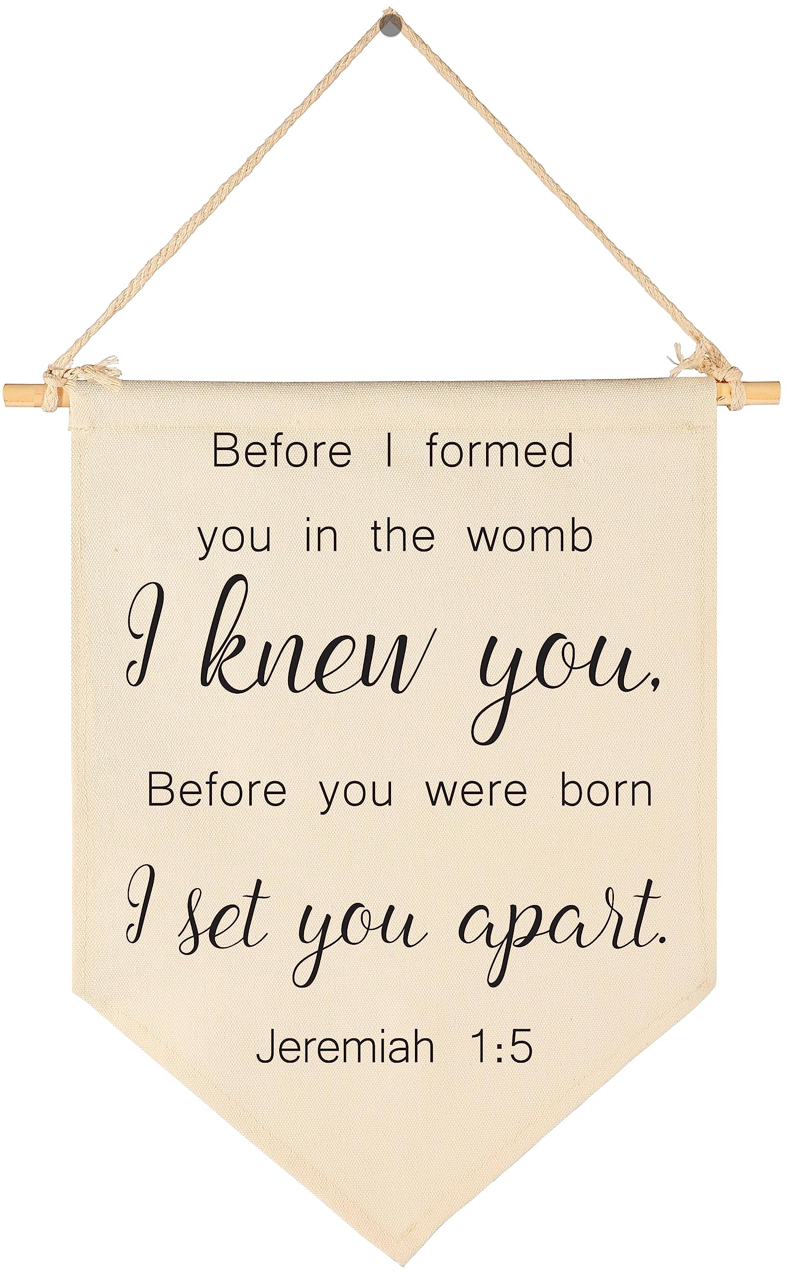 Christian Bible Verses Art-Scripture Flag Sign Present for Baby Newborn Boys Girls Kids-Banner Pennant Wall Decor Gift for Nursery Bedroom Playroom -Baby Present Shower-New Home Christmas Gift