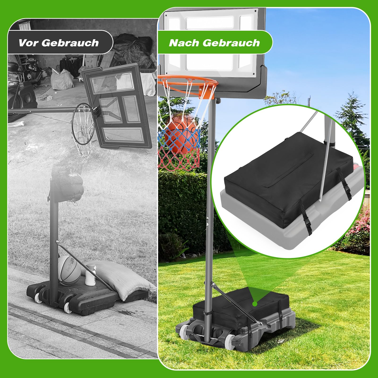 Basketballkorb Sandsack Abdeckung, 600D Wasserdicht Sandsäcke Organisator