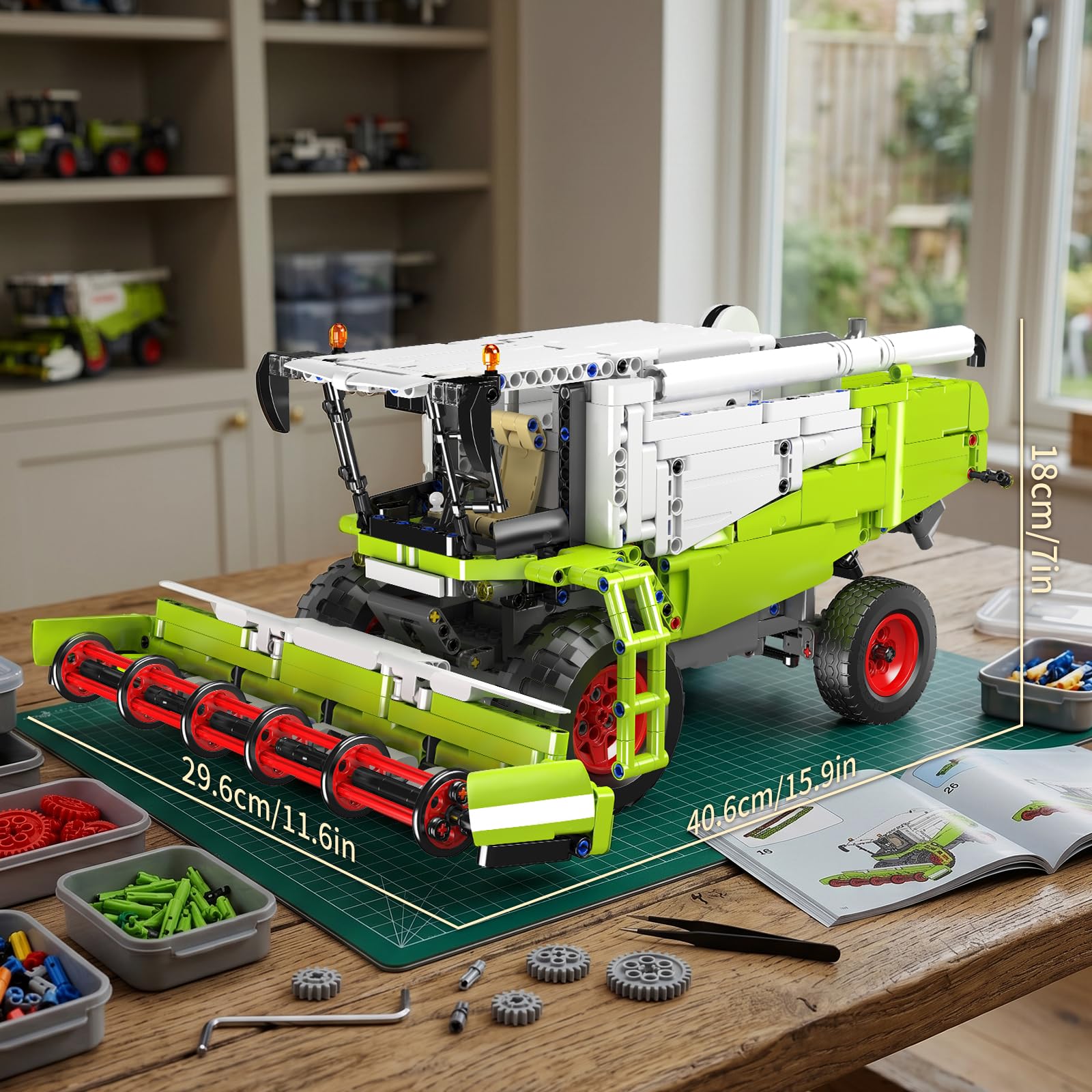Mould King 17014 Technik ferngesteuert -Mähdrescher MOC-Elektrisch Combine Harvester Schwerlast-Baufahrzeug (1265+ Teile) Technologie Klemmbausteine Bausatz Claas Lexion 760 Traktor