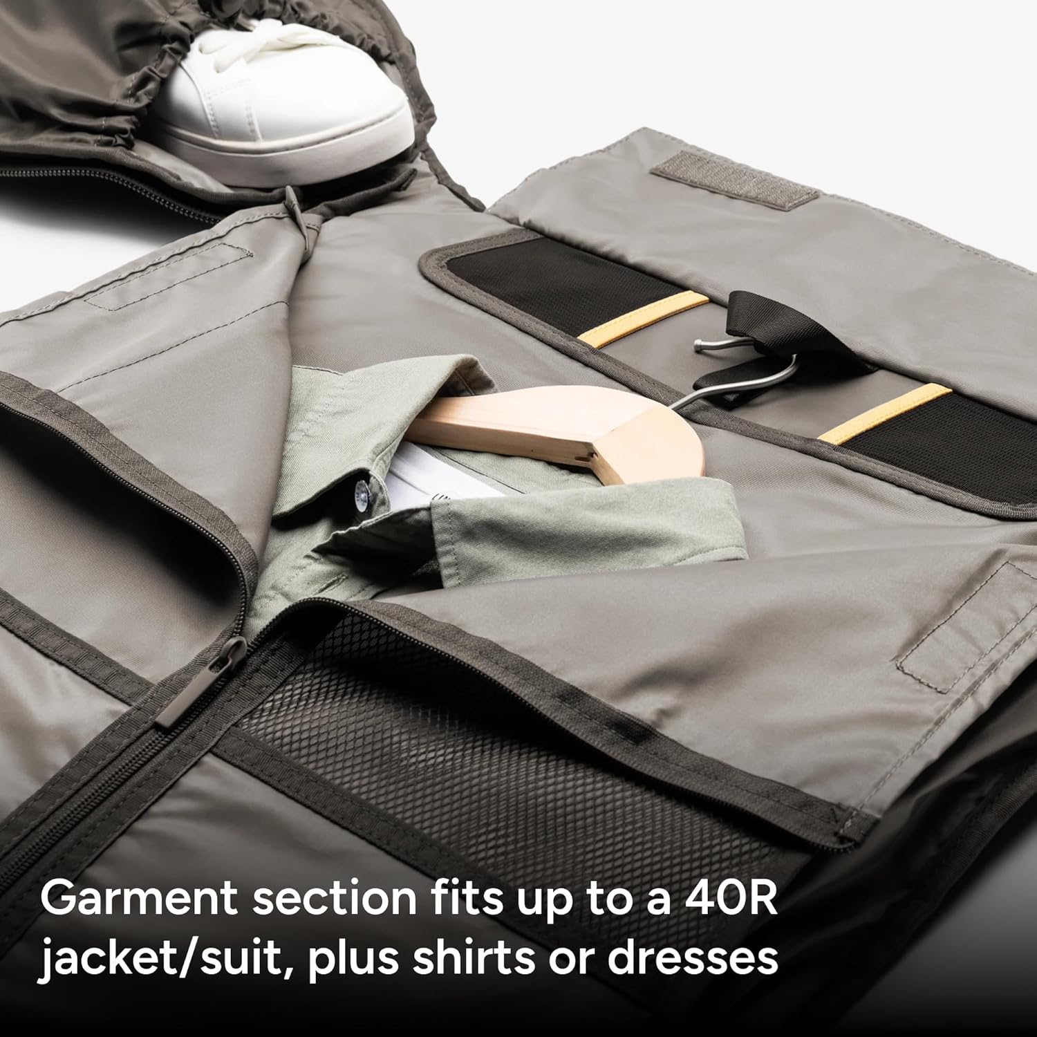 Halfday Convertible 2-in-1 Premium Garment Duffel Weekender Bag 40L | Wrinkle-Free Travel, Hanging Suit Compartment, Shoe Pockets, Trolley Sleeve. Balistic Nylon Carry-On, Jet - Image 2