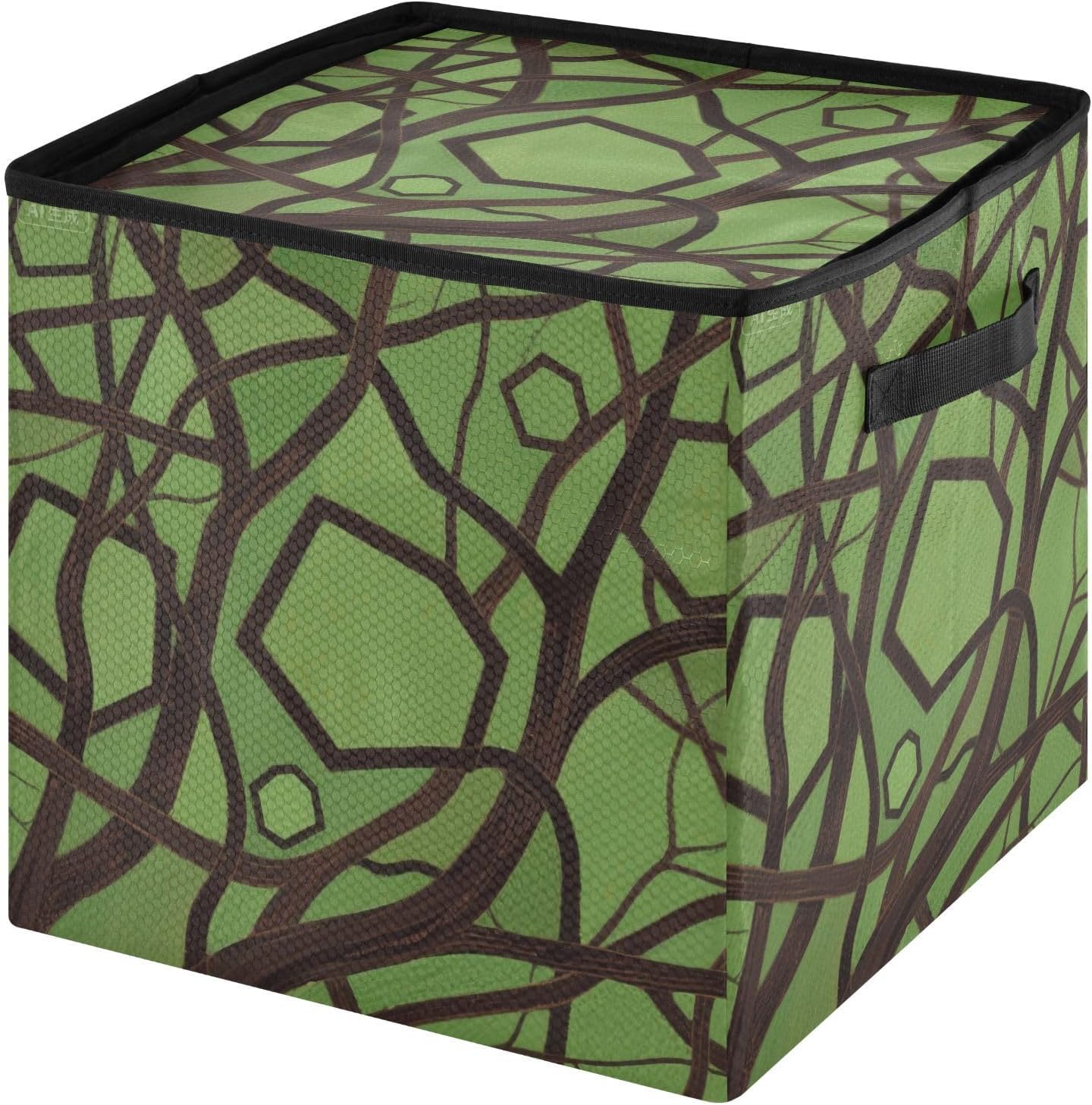 High Capacity Christmas ornament organizer Holds Up to 64, Adjustable Dividers, Zippered Top, Two Handles Foldable Holiday Storage Case with Lid,Abstract Art Tree Branch Green