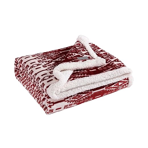 Eddie Bauer - Throw Blanket, Soft Fleece Bedding with Sherpa Reverse, Plush Home Decor (San Juan Red Clay, 50" x 60")