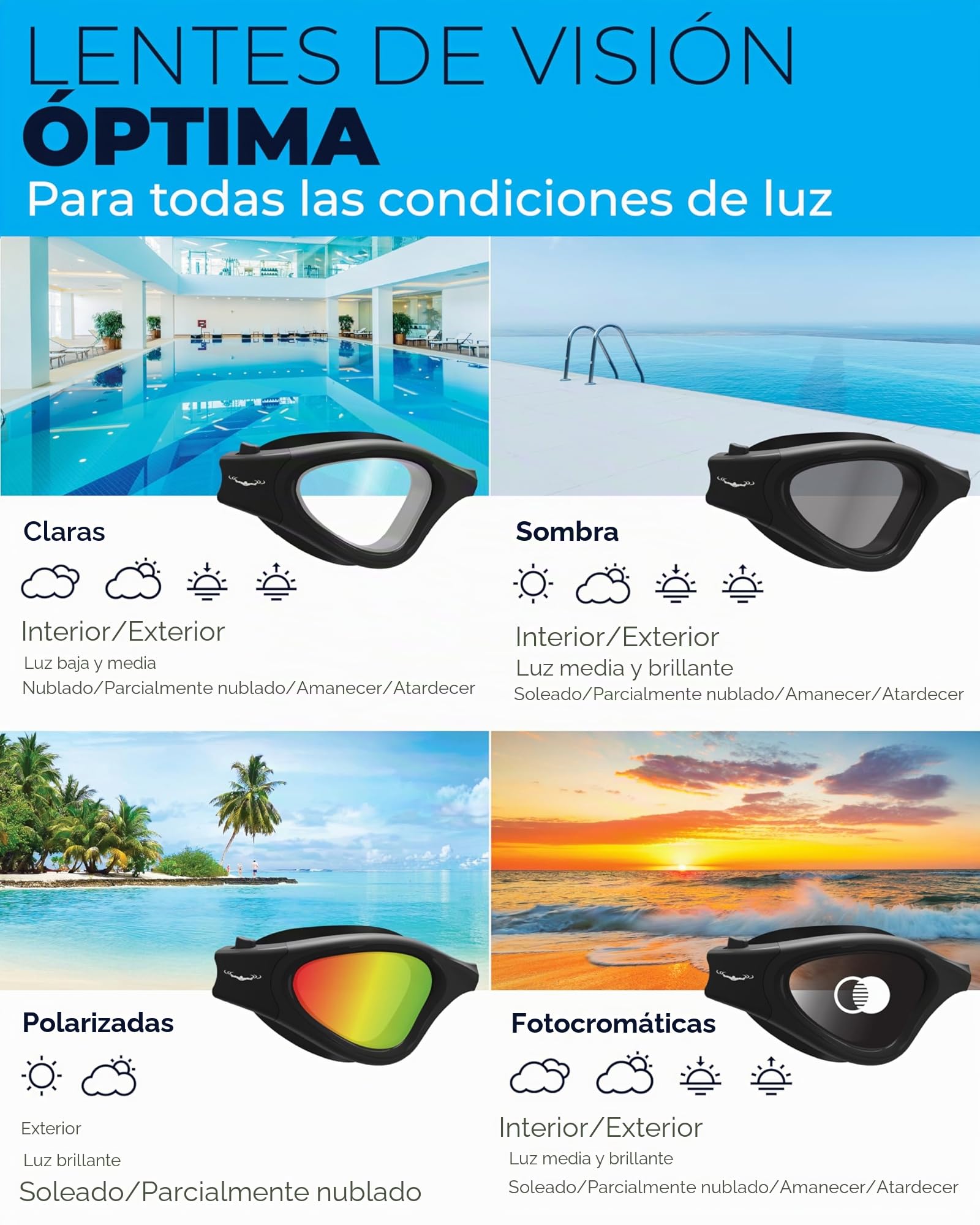 AqtivAqua Gafas de Natación DX Anti Vaho Sin Fugas Visión Amplia