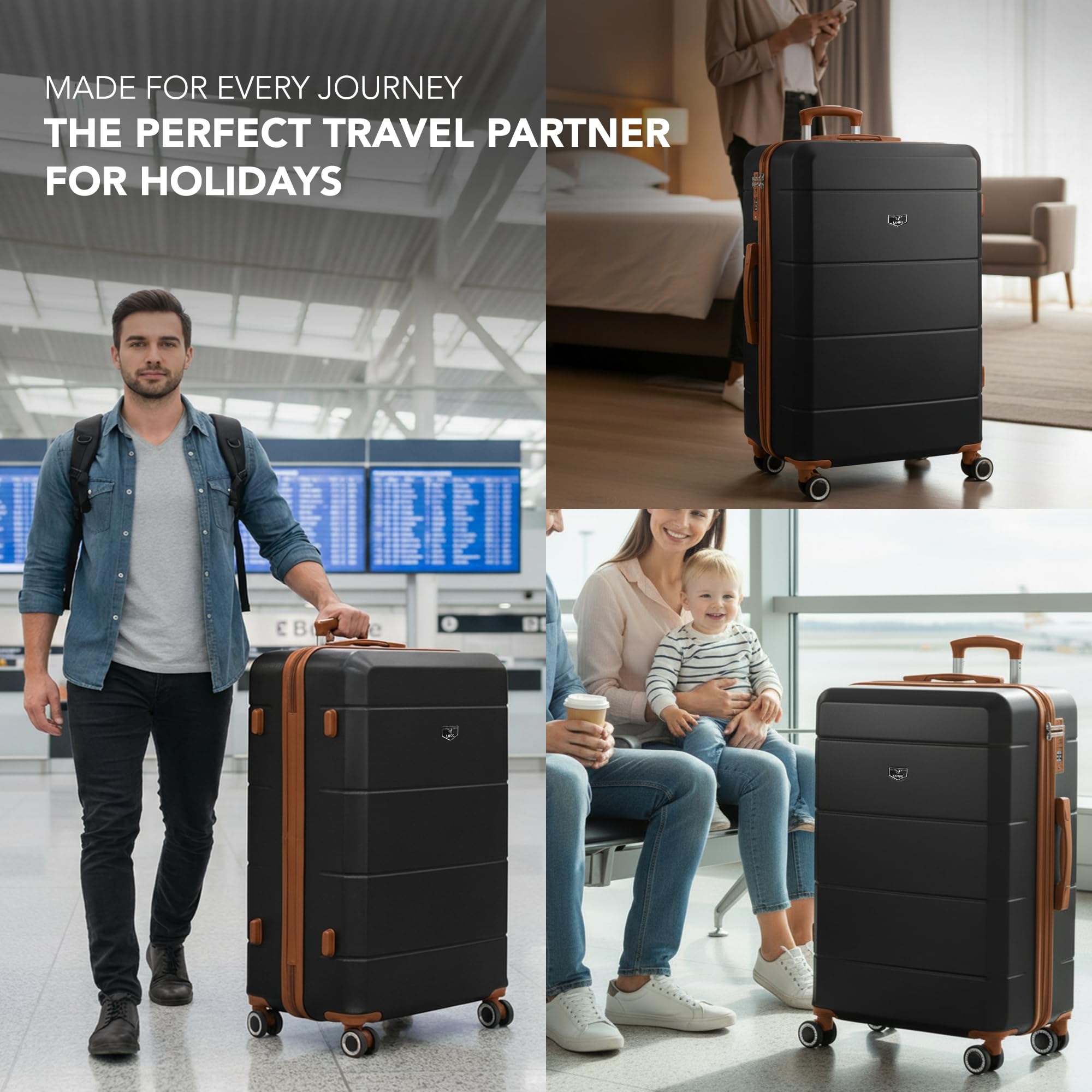 LUGG - Jetset 40cm Suitcase - 40x30x20cm- Ryanair Compatible - Underseat Size - Hard Shell ABS - Spinner & Removable Wheels - Lightweight Travel Luggage- Cream/Brown — view 288