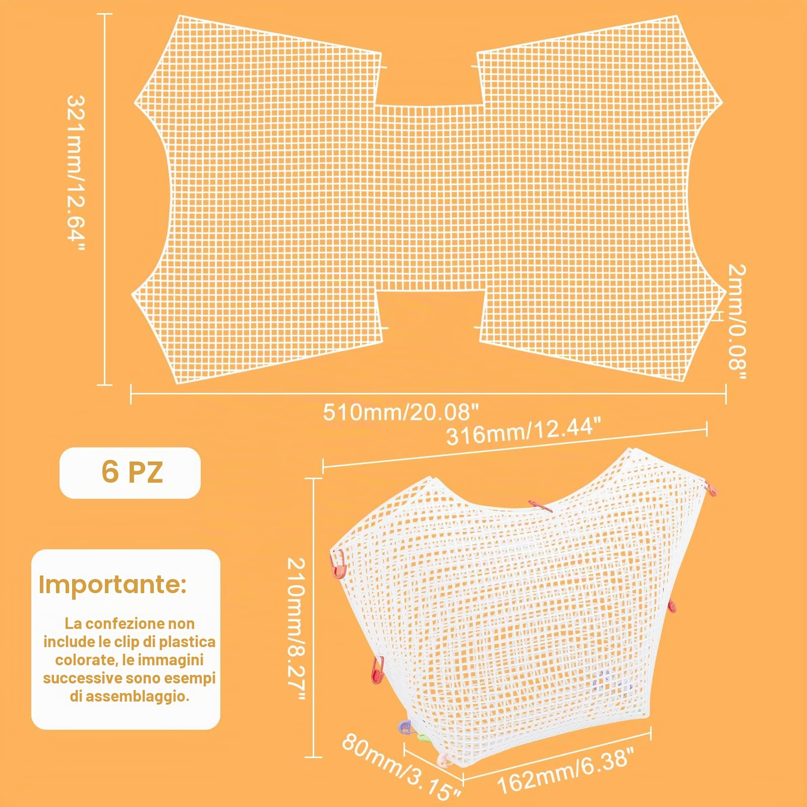 WADORN 6 Set di Fogli di Tela di Plastica Trasparente per Ricamo, Fogli di Tela Vuoti per Ricamo, per Realizzare Borse Kit Punto Croce per Borse Fai-da-Te per Progetti Acrilici all'Uncinetto,51x32.1cm