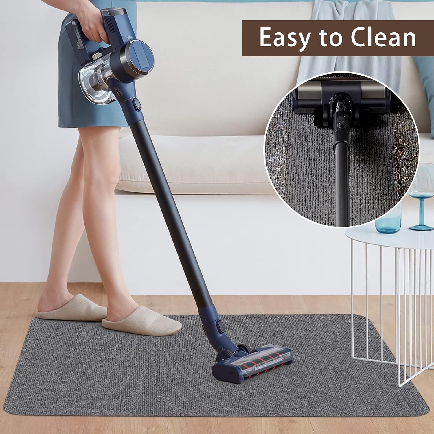 Chair Mat for Hard Floors,Computer Gaming Chair Mat,Office Chair Mats for Hardwood & Tile Floor,Large Anti-Slip Floor Protector Rug,Anti-Slip,Easy to Clean,Light Grey(48"x36")