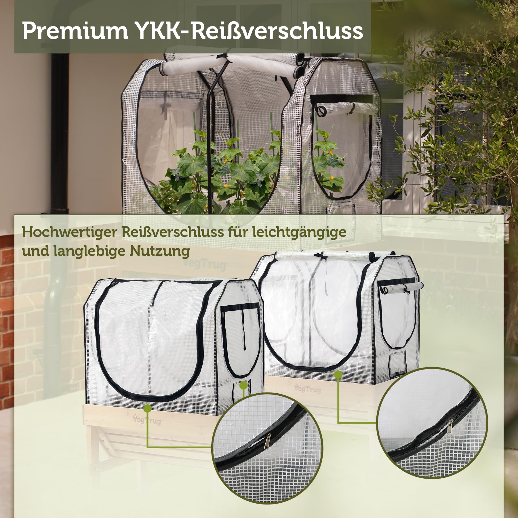 VegTrug® Gewächshausaufsatz Classic - passgenaue Hochbeet Abdeckung mit Micro-Net-Funktion & PE-Folie - Frühbeet Aufsatz für Pflanzkasten - 99,5x72x90 cm
