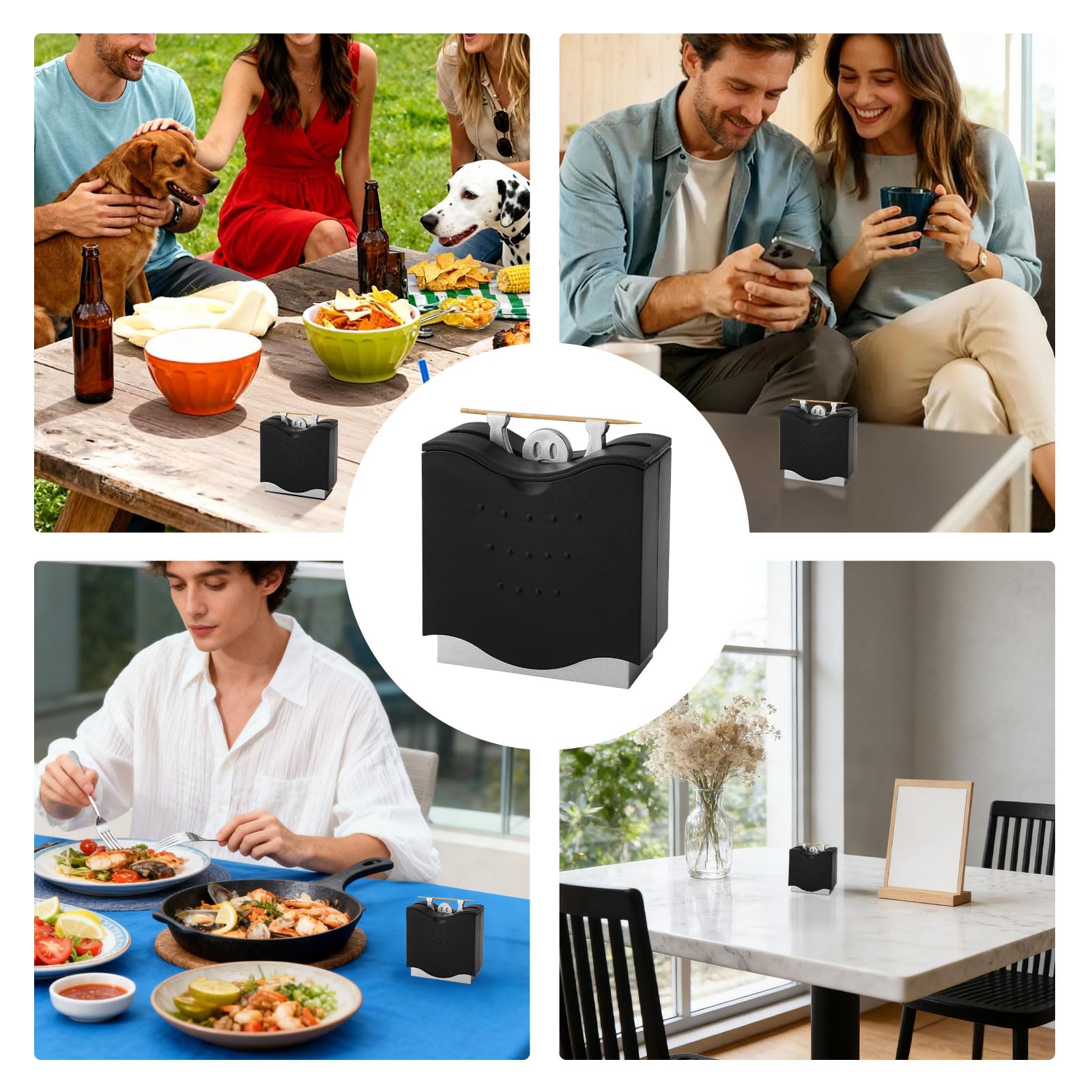 Dispensador automático de palillos negro porta palillos higiénico compacto divertida decoración de mesa de ABS para hogar oficina restaurante