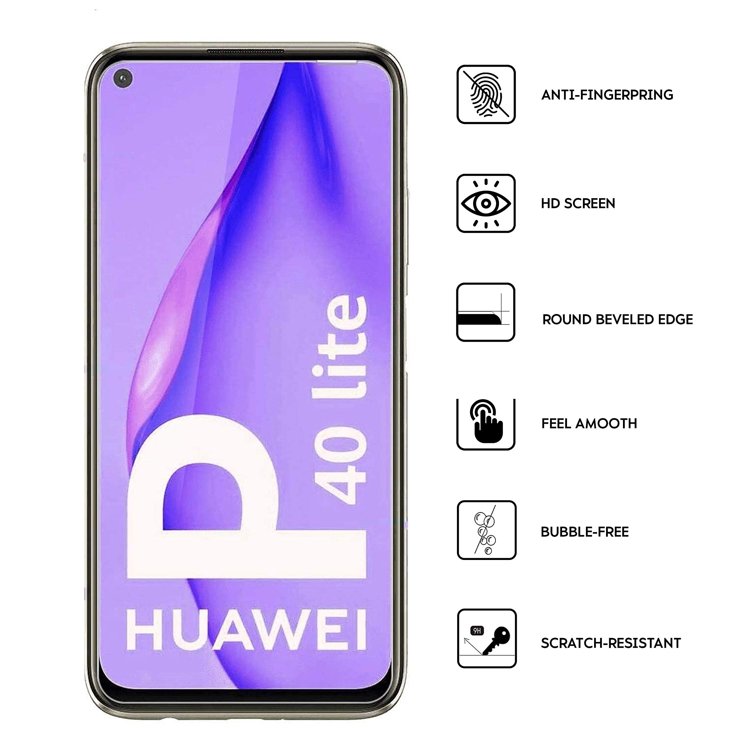 NALIA (2x Screen Protector compatibile con Huawei P40 Vetro Temperato, 9H Pellicola Protettiva Full-Cover Schermo Copertura Completa, Tempered Glass Anti-Scratch Display Protezione Integrale Chiaro