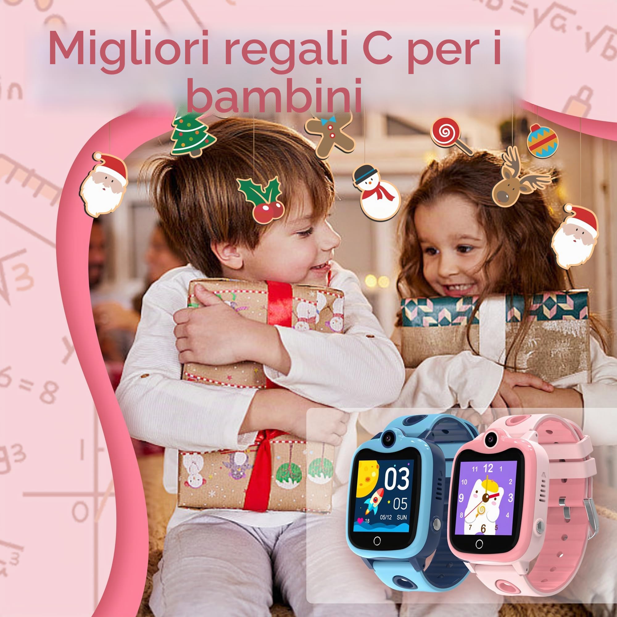 Smartwatch Bambini 4G, Orologio per Bambino Bambina Telefono con Videochiamata SOS Chat Vocale Sveglia Contapassi Modalità Classe Gioco, Impermeabile Smartwatch con SIM Regalo per Ragazza e Ragazzo