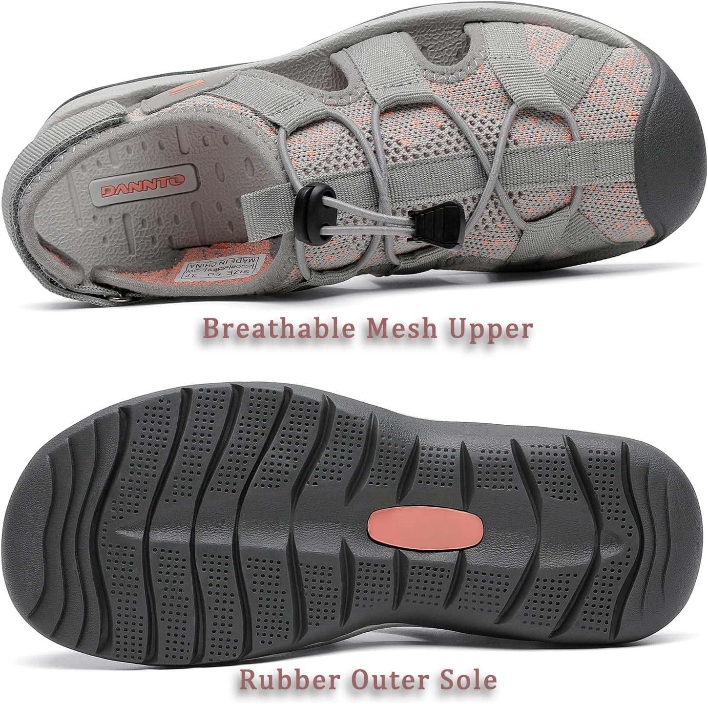 Dannto Women's Sport Sandals Close Toe Mesh Hiking Outdoor Athletic Casual Walking Sandals Water Shoes - Image 6