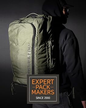 Mystery Ranch Mission Rover 45 Backpack Duffel Bag with Side Handle, Lockable Zippers & Padded Laptop Sleeve Black