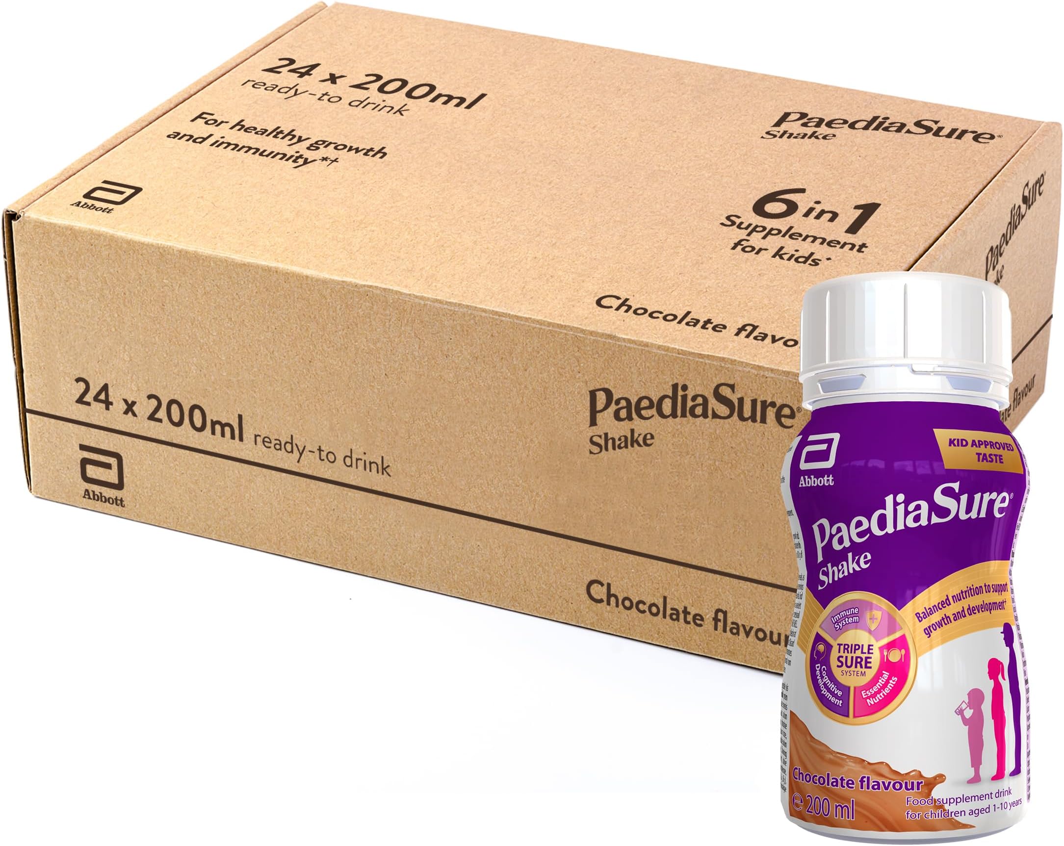 Kids Multivitamin Chocolate Drink - Ready-To-Drink Bottles - 24 x200ml - with 26 Vitamins & Minerals – Multivitamins with Vitamin D, Magnesium & Protein – Vegetarian & Gluten Free- by PaediaSure Shake